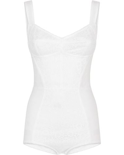 Dolce & Gabbana Floral-lace Corset Bodysuit - White