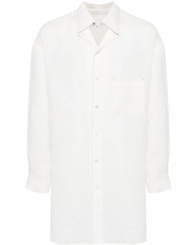 Yohji Yamamoto Camisa con costuras en contraste - Blanco