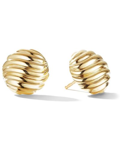 David Yurman 18kt Yellow Gold Sculpted Cable Stud Earrings - Metallic