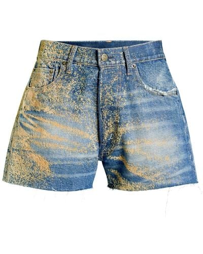 Maison Margiela Beflockte Jeans-Shorts mit hohem Bund - Blau