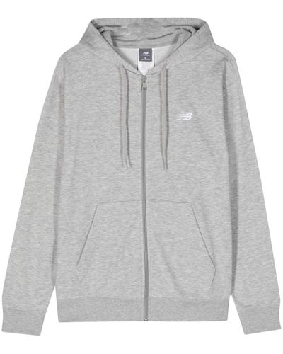 New Balance Logo-embroidered Zip-up Hoodie - Grey