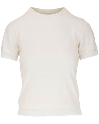 Vince Layered-cuff Round-neck T-shirt - White