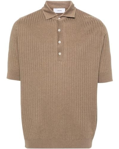 Lardini Ribbed-knit Polo Shirt - Brown