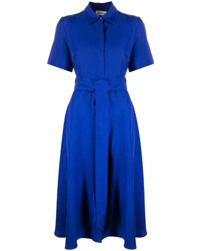 P.A.R.O.S.H. Belted Short-sleeve Shirt Dress - Blue