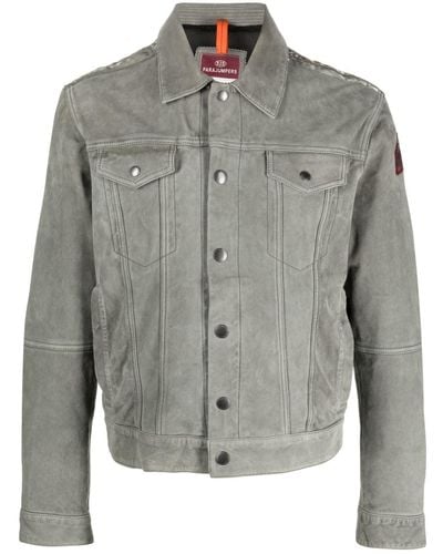 Parajumpers Logo-patch Suede Shirt Jacket - Grey