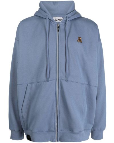 Izzue Logo-embroidered Drawstring Hoodie - Blue
