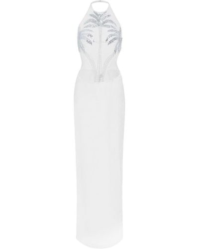 retroféte Meridian Abendkleid mit Kristallen - Weiß