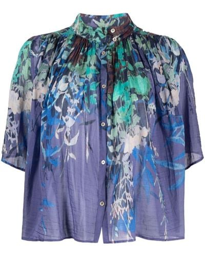Forte Forte Floral-print Short-sleeve Shirt - Blauw