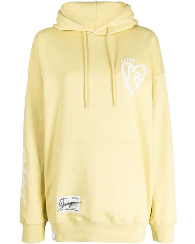 Izzue Motif-embroidered Cotton Blend Hoodie - Yellow