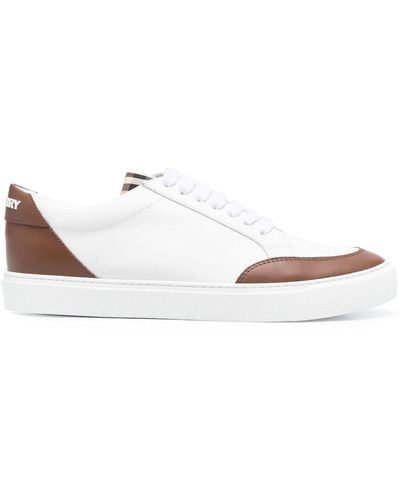 Burberry Check Leather Sneaker - White