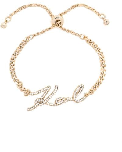 Karl Lagerfeld Bracelet K/Signature à détails de perles - Blanc