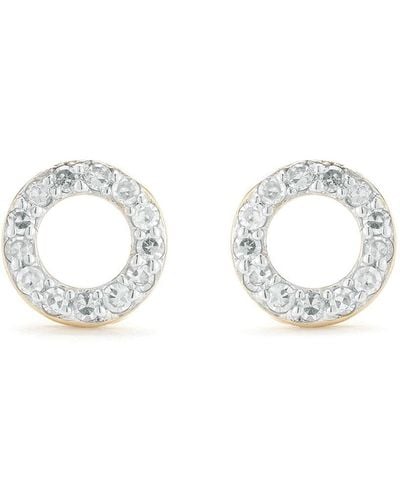 Mateo 14kt Yellow Gold Diamond Mini Circle Stud Earrings - Metallic