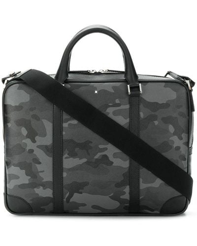 Montblanc Laptoptasche mit Camouflage-Print - Grau