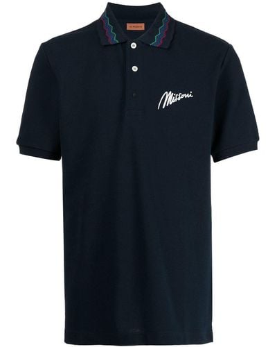 Missoni Embroidered Logo Polo T-shirt - Blue