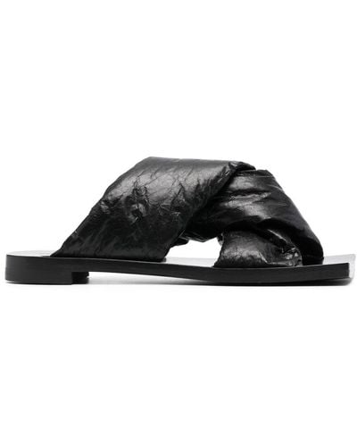 Christian Wijnants Twisted-strap Leather Flat Sandals - Black