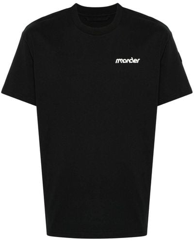 Moncler Rubberised-logo Cotton T-shirt - Black