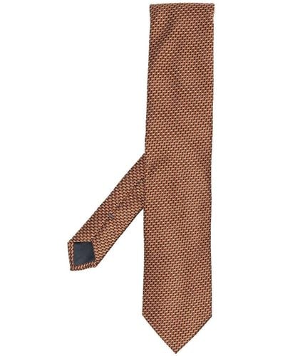 Zegna Geometric Embroidered Tie - Brown