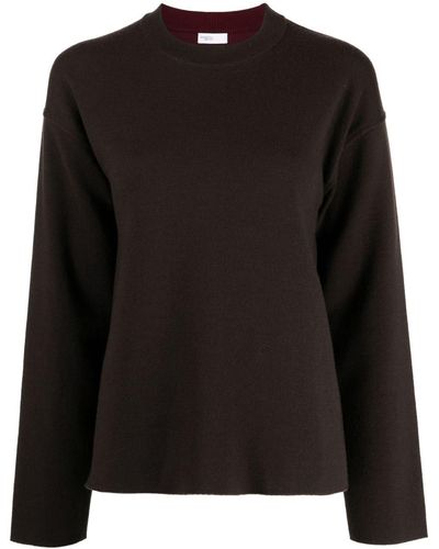 Rosetta Getty Reversible Wool-blend Crew-neck Sweater - Black