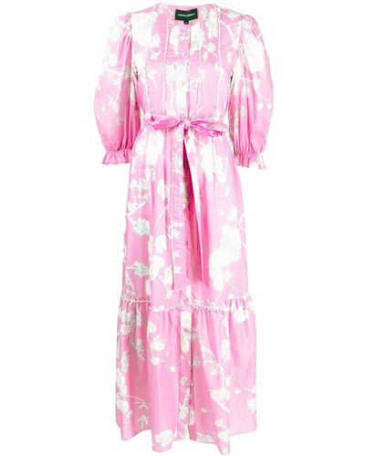 Cynthia Rowley Robe Pintuck à fleurs - Rose