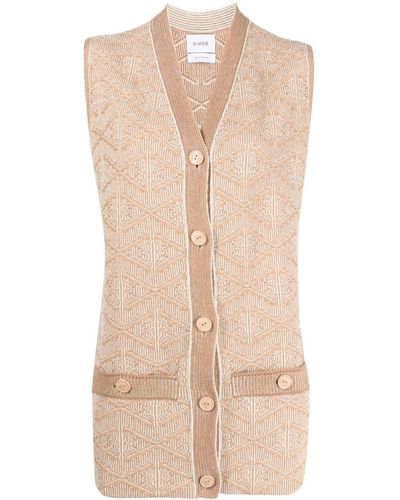 Barrie Patterned Jacquard Cardigan - Natural