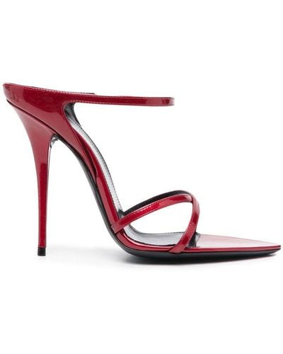 Saint Laurent Gippy 125mm Patent Leather Mules - Red