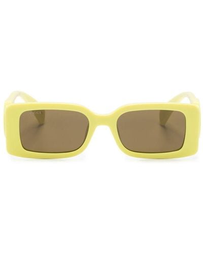 Gucci Eckige Sonnenbrille mit GG - Gelb
