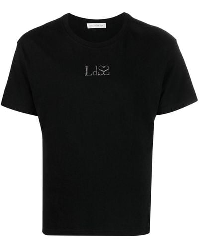 Ludovic de Saint Sernin T-shirt en coton à logo strassé - Noir
