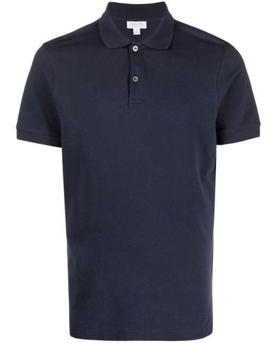 Sunspel Short-sleeve Cotton Polo Shirt - Blue