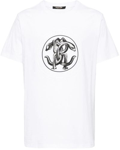 Roberto Cavalli Graphic-print Cotton T-shirt - White