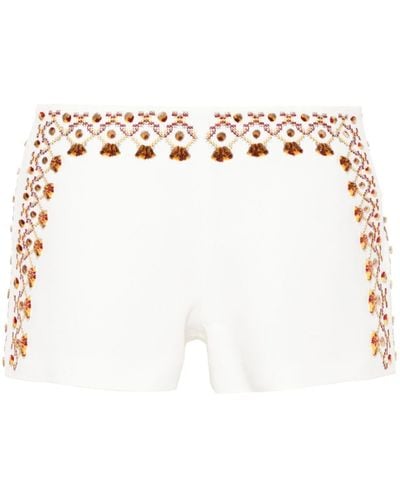 Ermanno Scervino | Shorts corti in misto viscosa con ricamo punto tappeto | female | BIANCO | 42