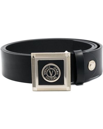 Versace Jeans Couture Logo-buckle Leather Belt - Black