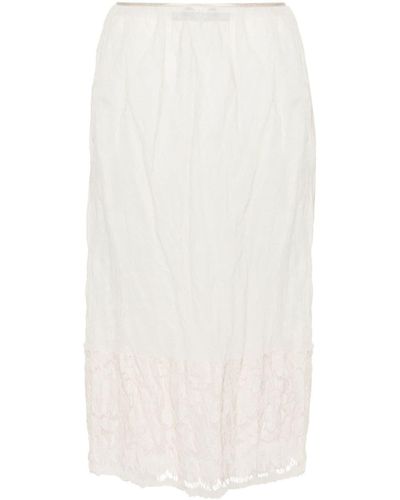 Prada Floral-lace Slip Skirt - White