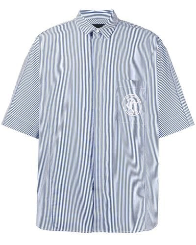 Juun.J Striped Short-sleeved Shirt - Blue