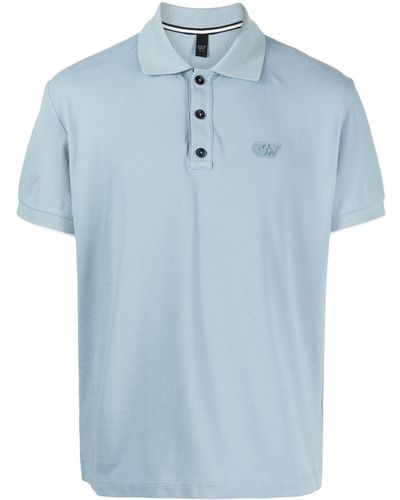 Alpha Tauri Logo-appliqué Piqué Polo Shirt - Blue