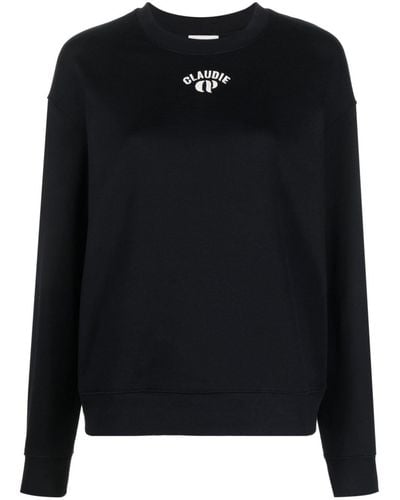 Claudie Pierlot Logo-embroidered Cotton Sweatshirt - Black