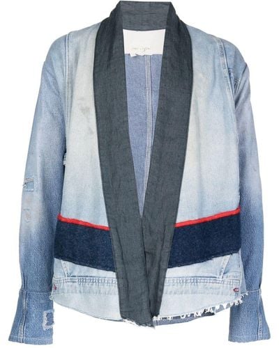Greg Lauren Patchwork-style Denim Jacket - Blue