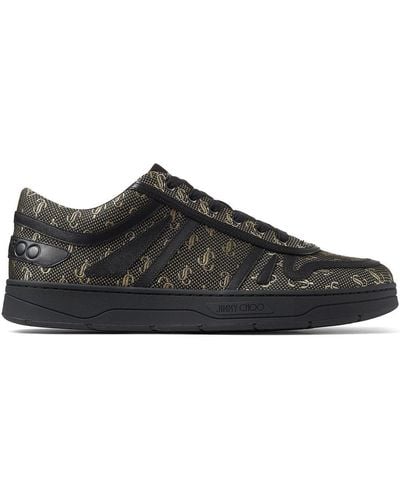 Jimmy Choo Monogram-pattern Lace-up Sneakers - Black