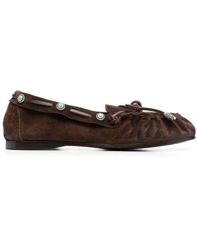Sartore 10mm Bow-detail Suede Loafers - Brown