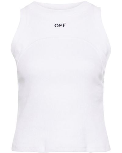Off-White c/o Virgil Abloh Embroidered-logo Ribbed Tank Top - White
