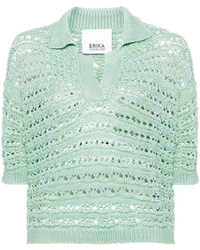 Erika Cavallini Semi Couture Semi-sheer Polo Shirt - Green