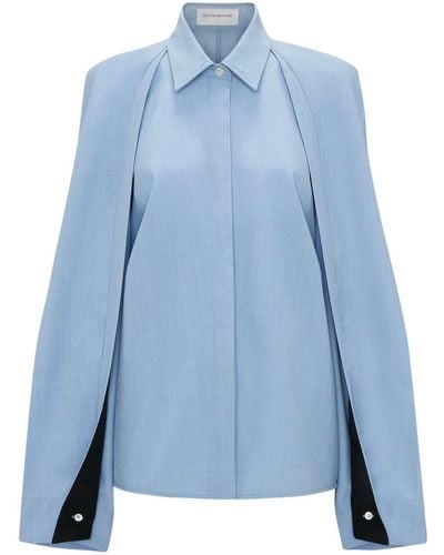 Victoria Beckham Pleat-detail Raglan Shirt - Blue