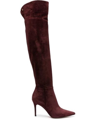 Gianvito Rossi Cuissard 90mm Suede Boots - Red