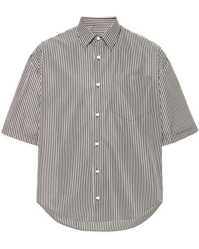 Ami Paris Striped Cotton Shirt - Grey