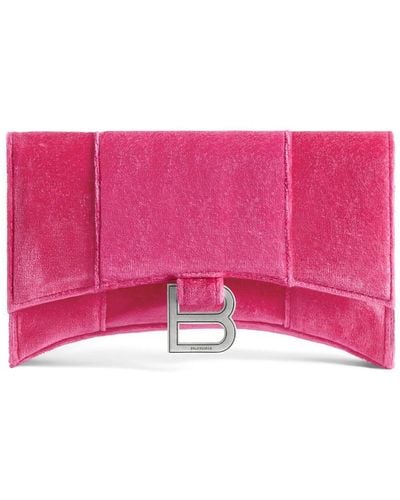Balenciaga Hourglass Velvet Chain Wallet - Pink