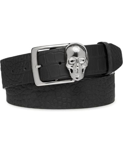 Philipp Plein Skull-buckle Leather Belt - Black