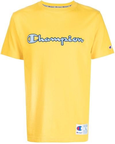 Champion T-Shirt mit Logo-Stickerei - Gelb