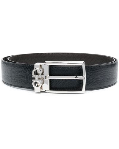 Ferragamo Gancini Leather Adjustable Belt - Black