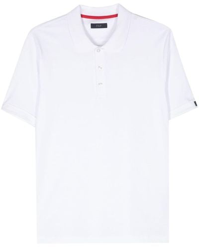 Fay Logo-patch Cotton Polo Shirt - White