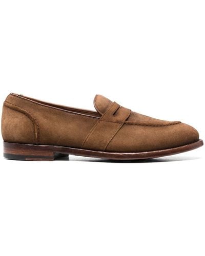 Officine Creative Temple Suede Penny Loafers - Brown