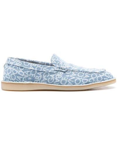 Dolce & Gabbana Logo-print denim loafers - Blau